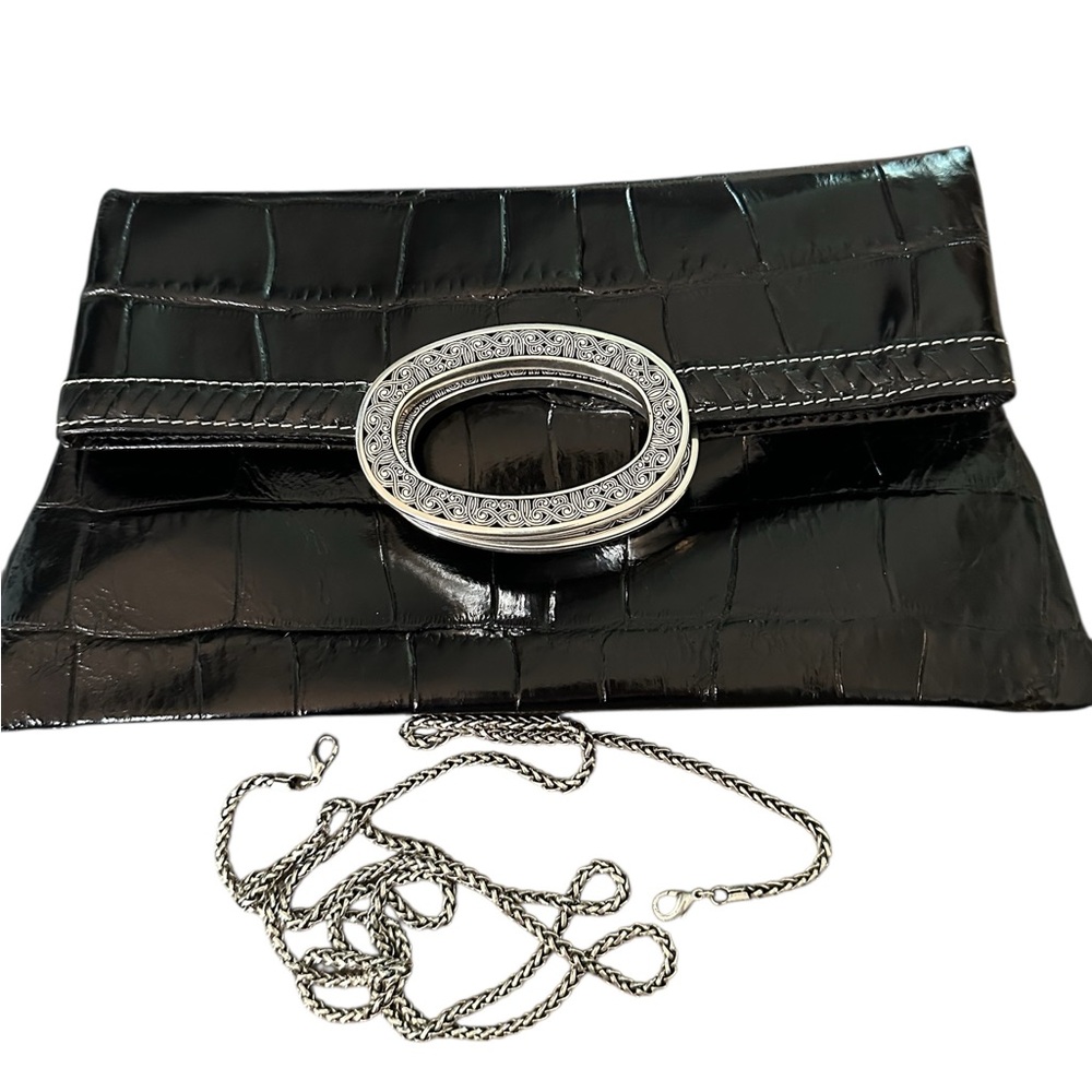 Brighton Black Clutch with Silver Accents